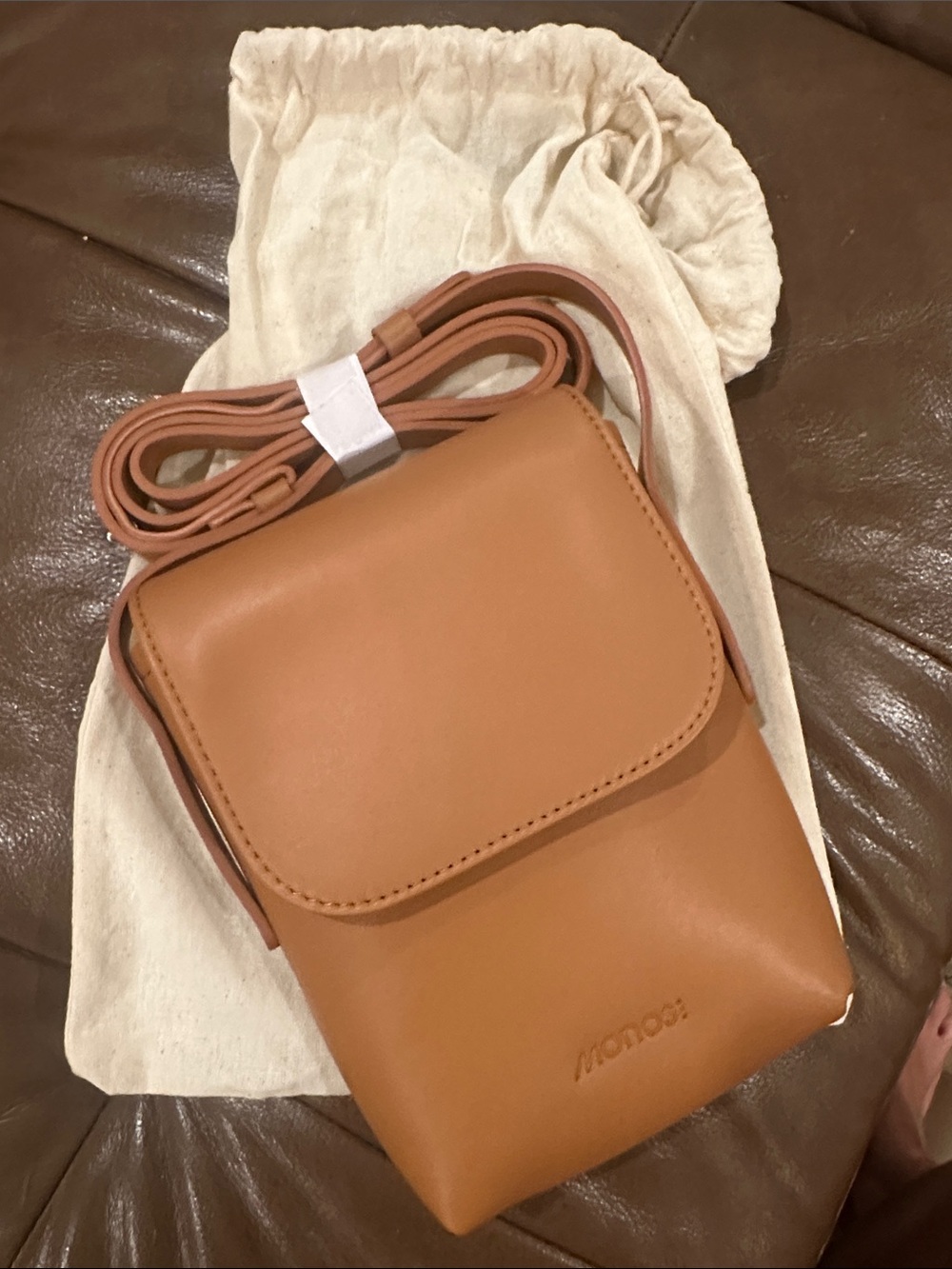 Monos Tan Leather Crossbody Bag